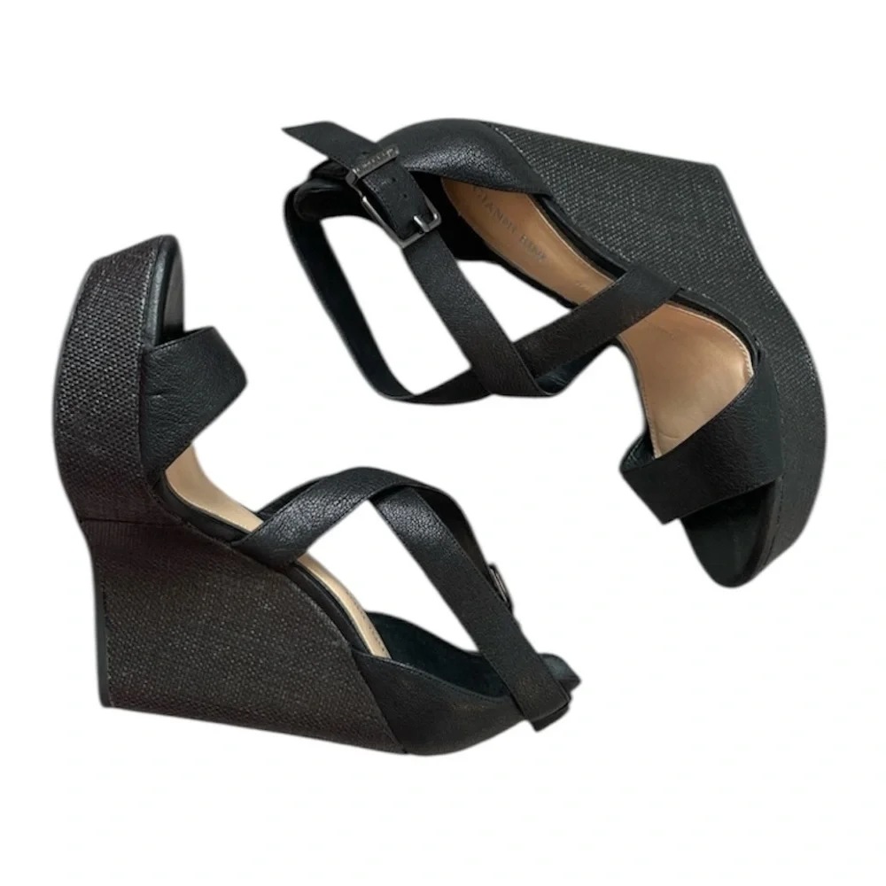 Gianni Bini Black Ankle Strap Wedge Sandals - Picture 3 of 16